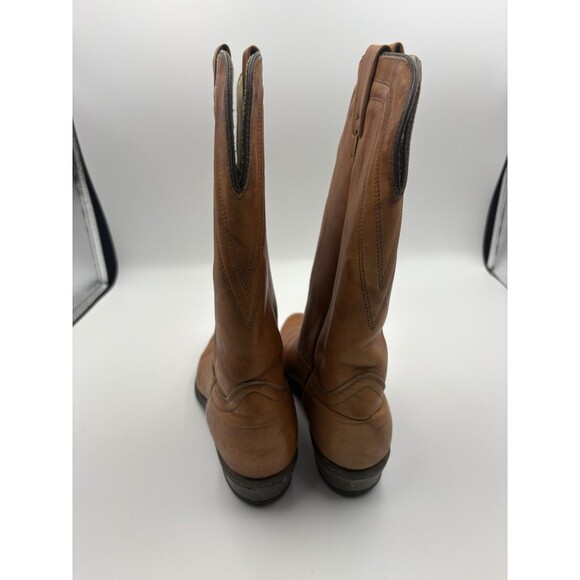 Vintage Tan Leather Cowboy Boots Made In Texas- Size 7.5N